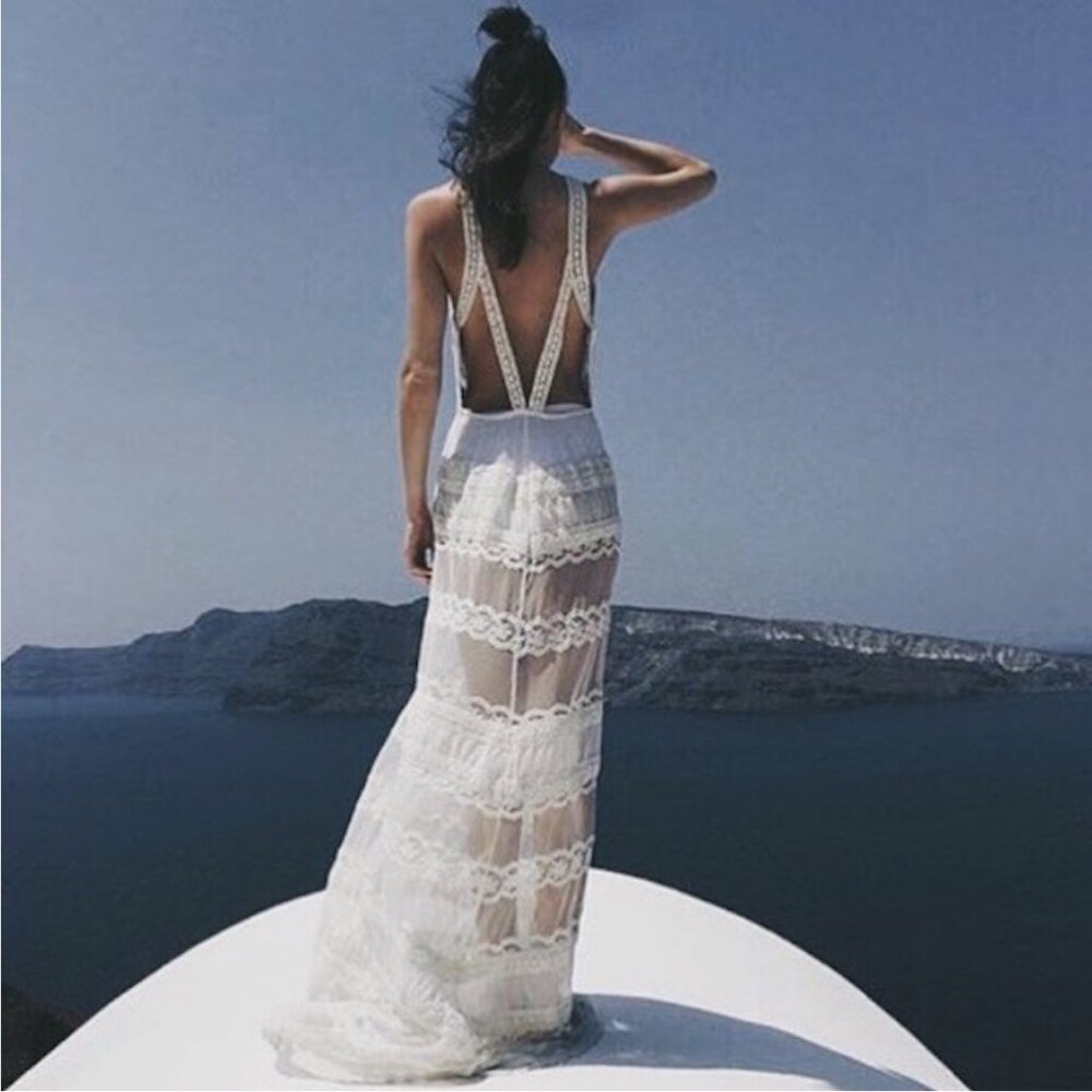 Tularosa Ana Sheer Lace Embroidered Maxi Dress
